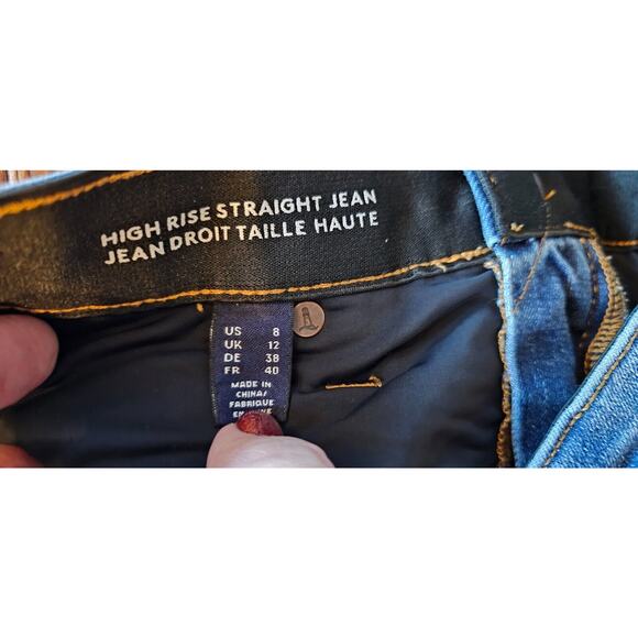 Lands End High Rise Straight Jean Stretch Denim Blue Jeans Sz 8 Stretch 29 x 30 - Picture 3 of 4